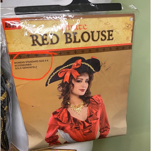 NWT - PIRATE costume!Size: 6-8 women’s adult. Hat,blouse,jacket,necklace,sword - Picture 5 of 8